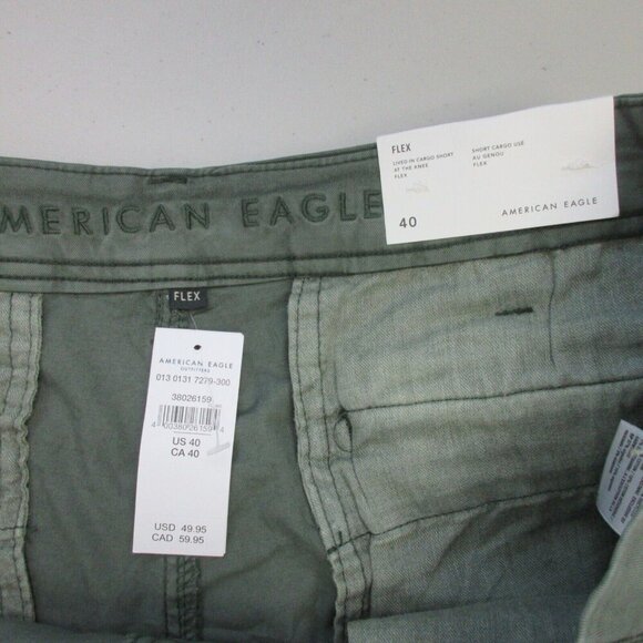American Eagle Outfitters Lived-In Cargo Shorts Men's 40 Green Cotton Casual 680 - Picture 4 of 13
